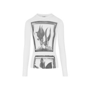 Jean Paul Gaultier Flowers Cadres Mesh Long Sleeve Top White - NWT